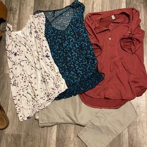 Gap 00 girlfriend chino concept sz small blue Maurice’s small h&m shirt size xs